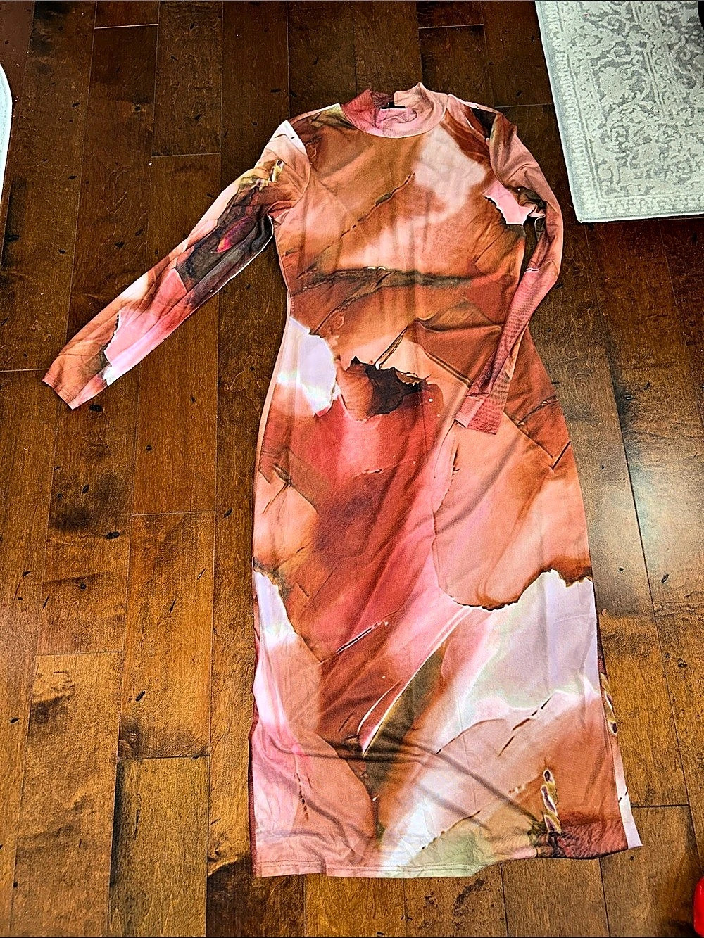 VICI Velvet Floral Dress Abstract Print Long Sleeve Maxi Dress Size XL
